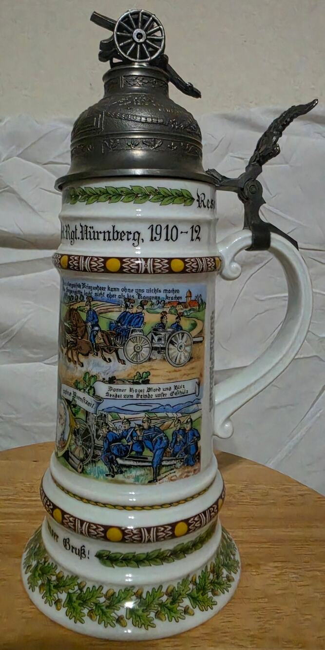 Vintage German Regimental Field Artillery Beer Stein